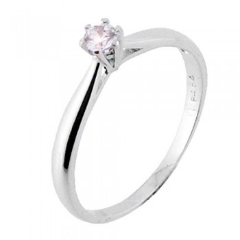 Λευκόχρυσο μονόπετρο δαχτυλίδι Κ14 με ζιργκόν