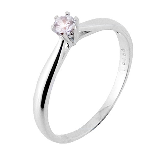 Λευκόχρυσο μονόπετρο δαχτυλίδι Κ14 με ζιργκόν