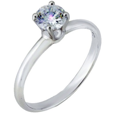 Λευκόχρυσο μονόπετρο δαχτυλίδι Κ14 με ζιργκόν