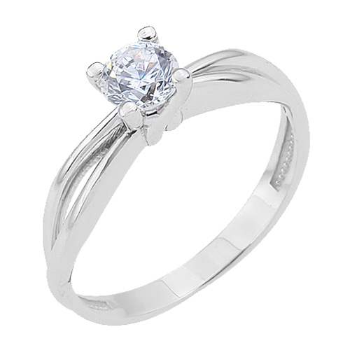 Λευκόχρυσο μονόπετρο δαχτυλίδι Κ9 με ζιργκόν