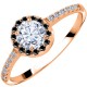 Ροζ χρυσό μονόπετρο δαχτυλίδι Κ14 με μαύρα ζιργκόν