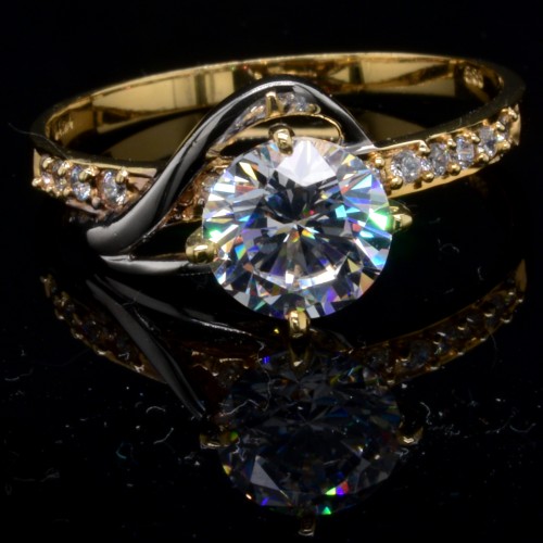 Χρυσό δαχτυλίδι μονόπετρο Κ14 με ζιργκόν