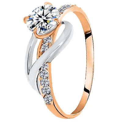 Μονόπετρο δαχτυλίδι από ροζ χρυσό Κ14 με ζιργκόν