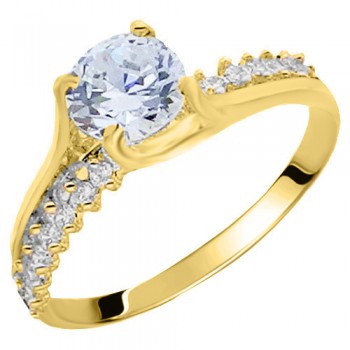 Χρυσό δαχτυλίδι μονόπετρο Κ14 με ζιργκόν