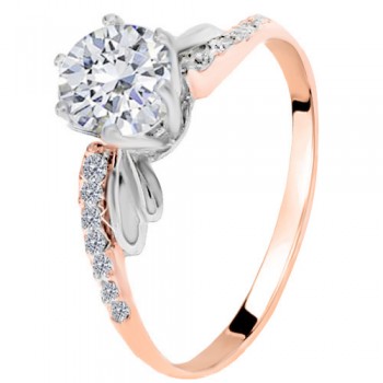 Μονόπετρο δαχτυλίδι από ροζ χρυσό Κ14 με ζιργκόν