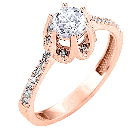 Μονόπετρο δαχτυλίδι από ροζ χρυσό Κ14 με ζιργκόν