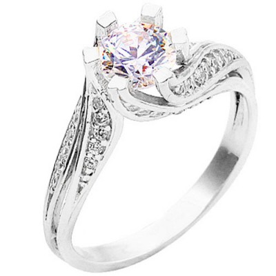 Λευκόχρυσο μονόπετρο δαχτυλίδι Κ9