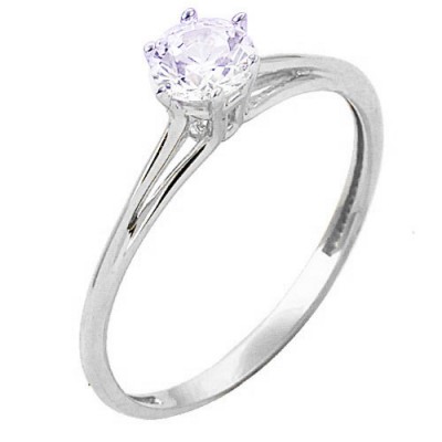 Λευκόχρυσο μονόπετρο δαχτυλίδι Κ14 με ζιργκόν