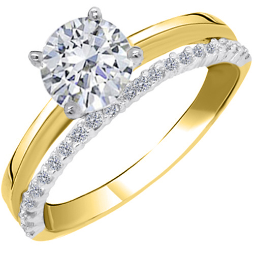 Χρυσό δαχτυλίδι μονόπετρο Κ14 με ζιργκόν