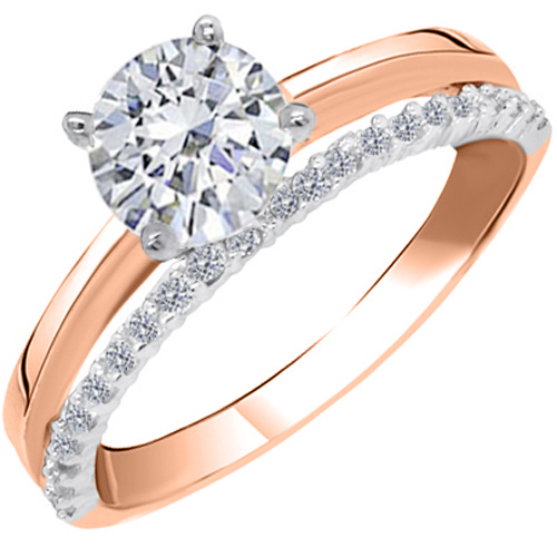 Μονόπετρο δαχτυλίδι από ροζ χρυσό Κ14 με ζιργκόν