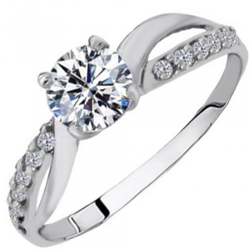 Λευκόχρυσο δαχτυλίδι μονόπετρο Κ14