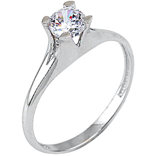 Λευκόχρυσο μονόπετρο δαχτυλίδι Κ9 με ζιργκόν