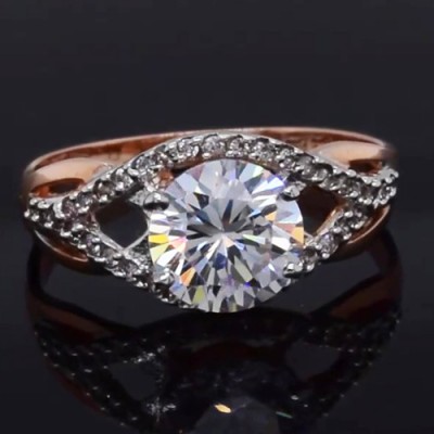 Ροζ χρυσό μονόπετρο δαχτυλίδι Κ14 με ζιργκόν