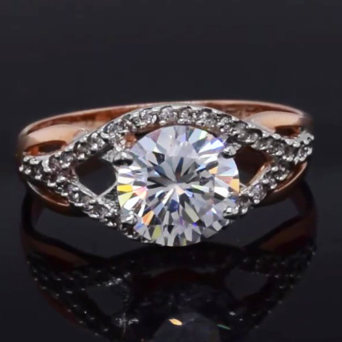 Ροζ χρυσό μονόπετρο δαχτυλίδι Κ14 με ζιργκόν