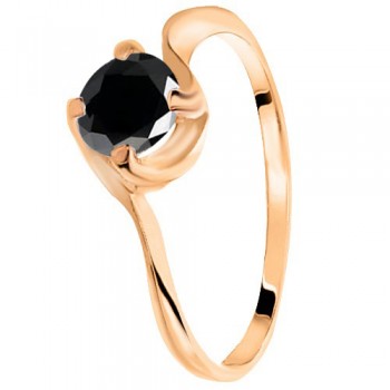 Μονόπετρο ροζ χρυσό Κ14 με μαύρο ζιργκόν