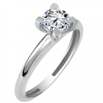 Λευκόχρυσο μονόπετρο δαχτυλίδι Κ14 με ζιργκόν