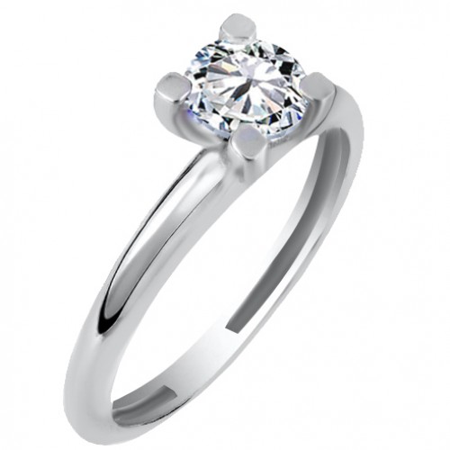 Λευκόχρυσο μονόπετρο δαχτυλίδι Κ14 με ζιργκόν