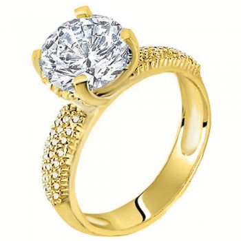 Χρυσό μονόπετρο δαχτυλίδι Κ14 με ζιργκόν