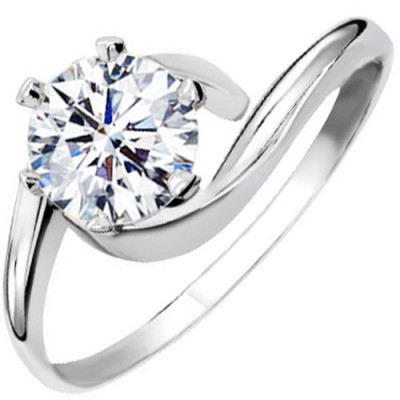 Λευκόχρυσο μονόπετρο δαχτυλίδι Κ14 με ζιργκόν