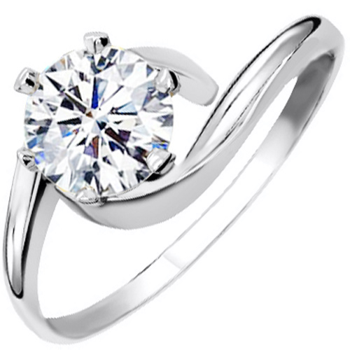 Λευκόχρυσο μονόπετρο δαχτυλίδι Κ14 με ζιργκόν