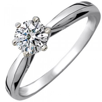 Λευκόχρυσο μονόπετρο δαχτυλίδι Κ14 με ζιργκόν