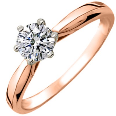 Μονόπετρο δαχτυλίδι από ροζ χρυσό Κ14 με ζιργκόν