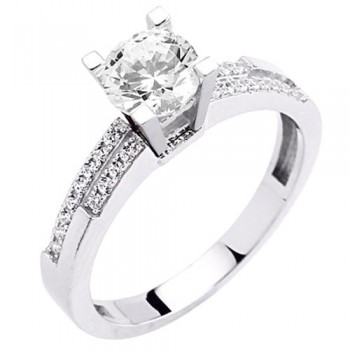 Λευκόχρυσο μονόπετρο δαχτυλίδι Κ9 με ζιργκόν