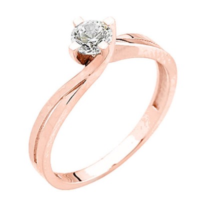 Μονόπετρο δαχτυλίδι από ροζ χρυσό Κ14 με ζιργκόν