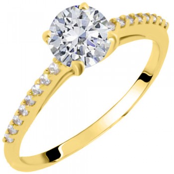 Χρυσό κλασικό μονόπετρο δαχτυλίδι Κ14 με ζιργκόν