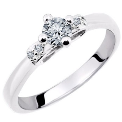 Λευκόχρυσο μονόπετρο δαχτυλίδι Κ14 με ζιργκόν