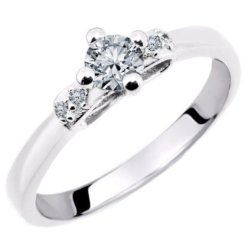 Λευκόχρυσο μονόπετρο δαχτυλίδι Κ14 με ζιργκόν