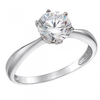 Λευκόχρυσο δαχτυλίδι μονόπετρο Κ14 με ζιργκόν