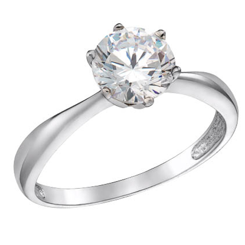 Λευκόχρυσο δαχτυλίδι μονόπετρο Κ14 με ζιργκόν