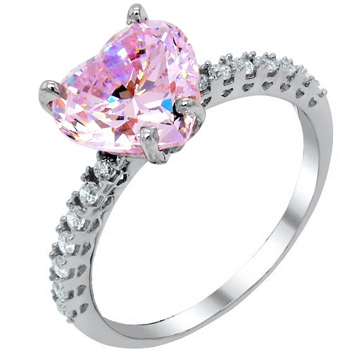 Λευκόχρυσο μονόπετρο δαχτυλίδι καρδιά Κ14 με ζιργκόν