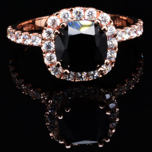 Ροζ χρυσό μονόπετρο δαχτυλίδι Cushion Κ14