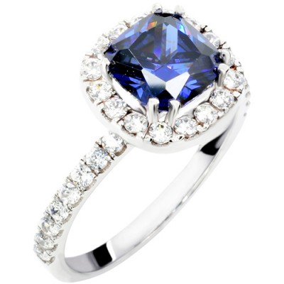 Μονόπετρο δαχτυλίδι cushion λευκόχρυσο Κ14