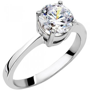 Λευκόχρυσο μονόπετρο δαχτυλίδι Κ14 με ζιργκόν