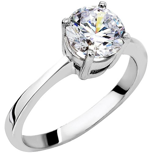 Λευκόχρυσο μονόπετρο δαχτυλίδι Κ14 με ζιργκόν