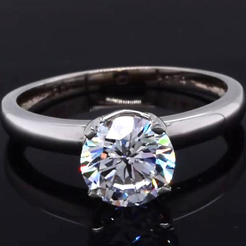 Λευκόχρυσο μονόπετρο δαχτυλίδι Κ14 με ζιργκόν