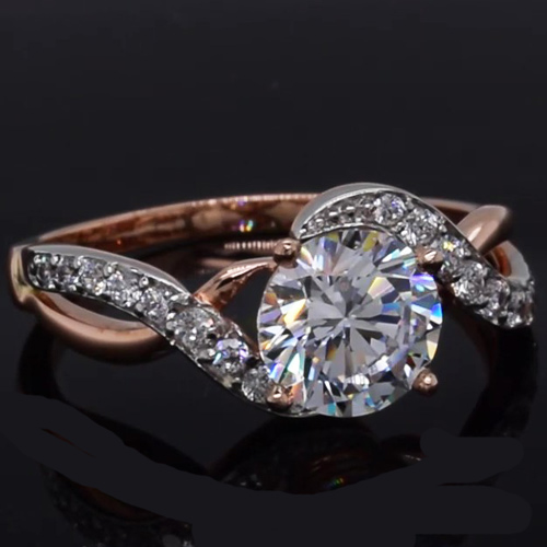 Ροζ χρυσό μονόπετρο δαχτυλίδι Κ14 με ζιργκόν