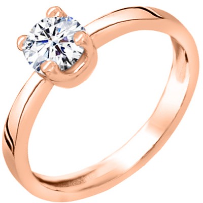 Ροζ χρυσό μονόπετρο δαχτυλίδι Κ14 με ζιργκόν