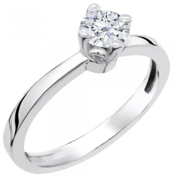 Μονόπετρο λευκόχρυσο δαχτυλίδι Κ14 με ζιργκόν