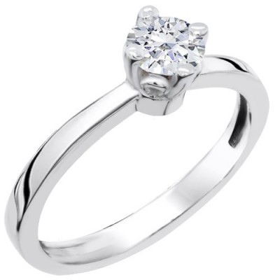 Μονόπετρο λευκόχρυσο δαχτυλίδι Κ14 με ζιργκόν