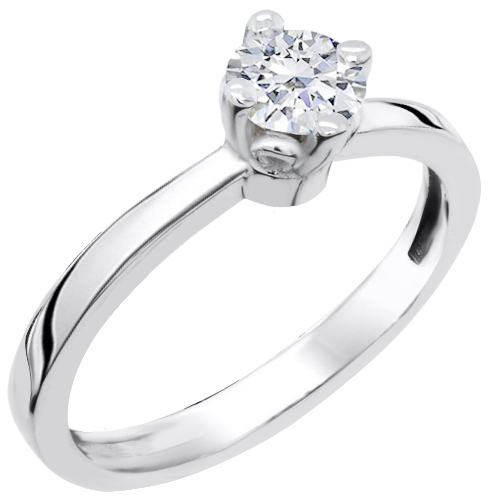 Μονόπετρο λευκόχρυσο δαχτυλίδι Κ14 με ζιργκόν