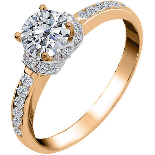 Ροζ χρυσό μονόπετρο δαχτυλίδι Κ14 με ζιργκόν