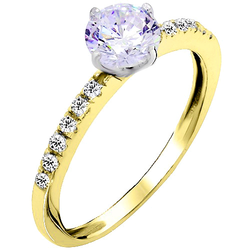 Χρυσό μονόπετρο δαχτυλίδι Κ14 με ζιργκόν