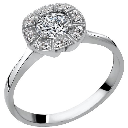 Μονόπετρο λευκόχρυσο δαχτυλίδι Κ14 με ζιργκόν