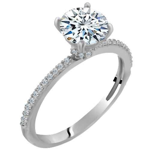 Λευκόχρυσο μονόπετρο δαχτυλίδι Κ14 με ζιργκόν