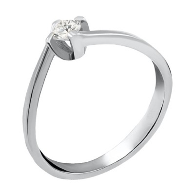 Λευκόχρυσο μονόπετρο δαχτυλίδι φλόγα Κ14