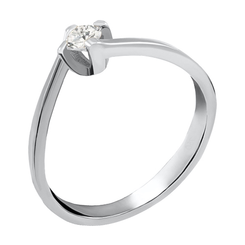 Λευκόχρυσο μονόπετρο δαχτυλίδι φλόγα Κ14